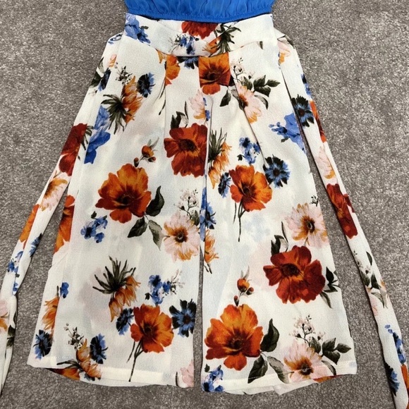 Toddler Girls Mia Belle Girls Blue & White Floral Flare Pant Set | Size 2T/3T - Picture 2 of 5